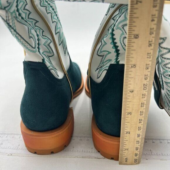 Dark Green Cowgirl Boots Knee High Boots Square Toe and Block Heel Cowboy Boots